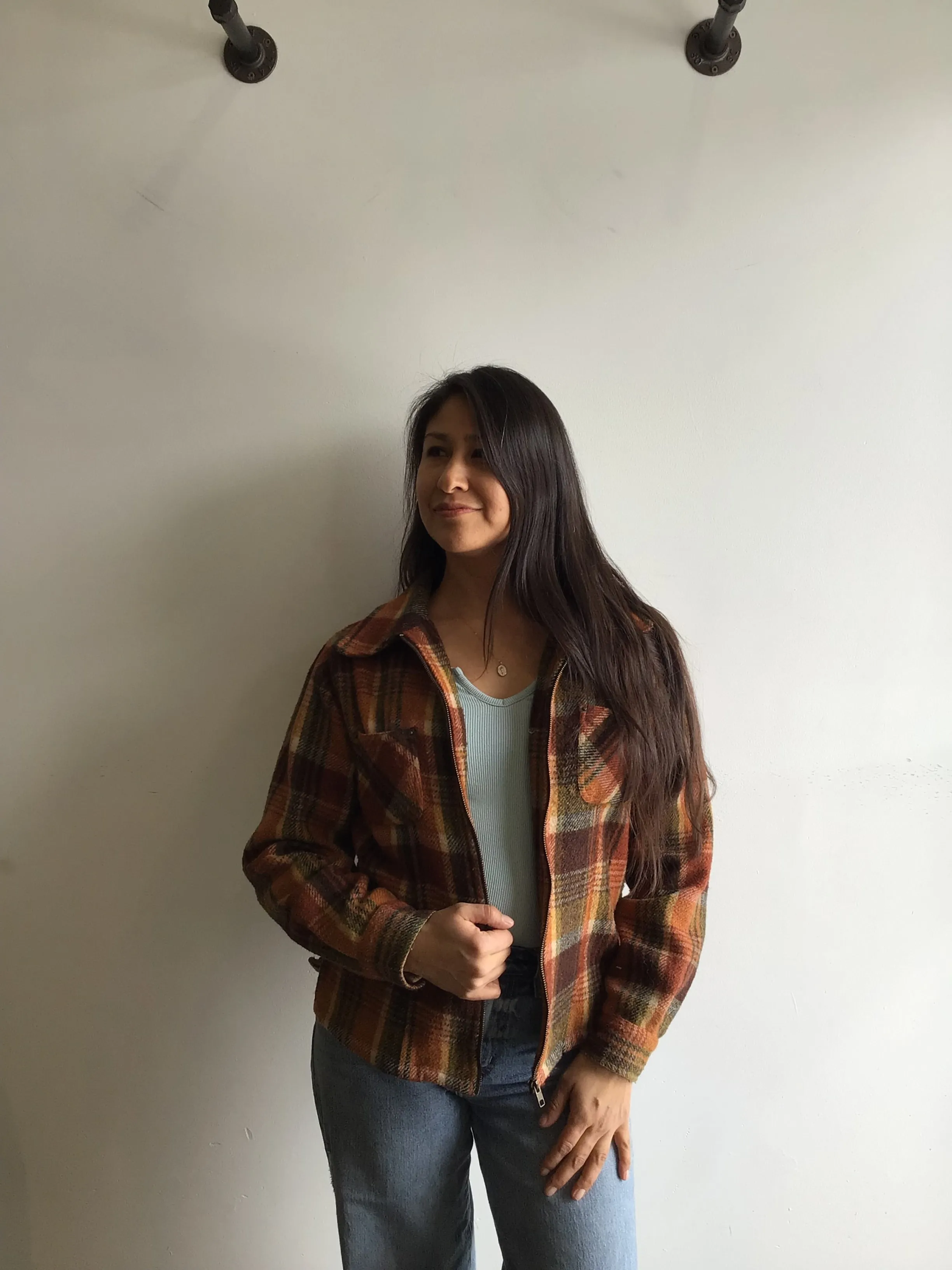 Vintage Cropped Plaid Jacket