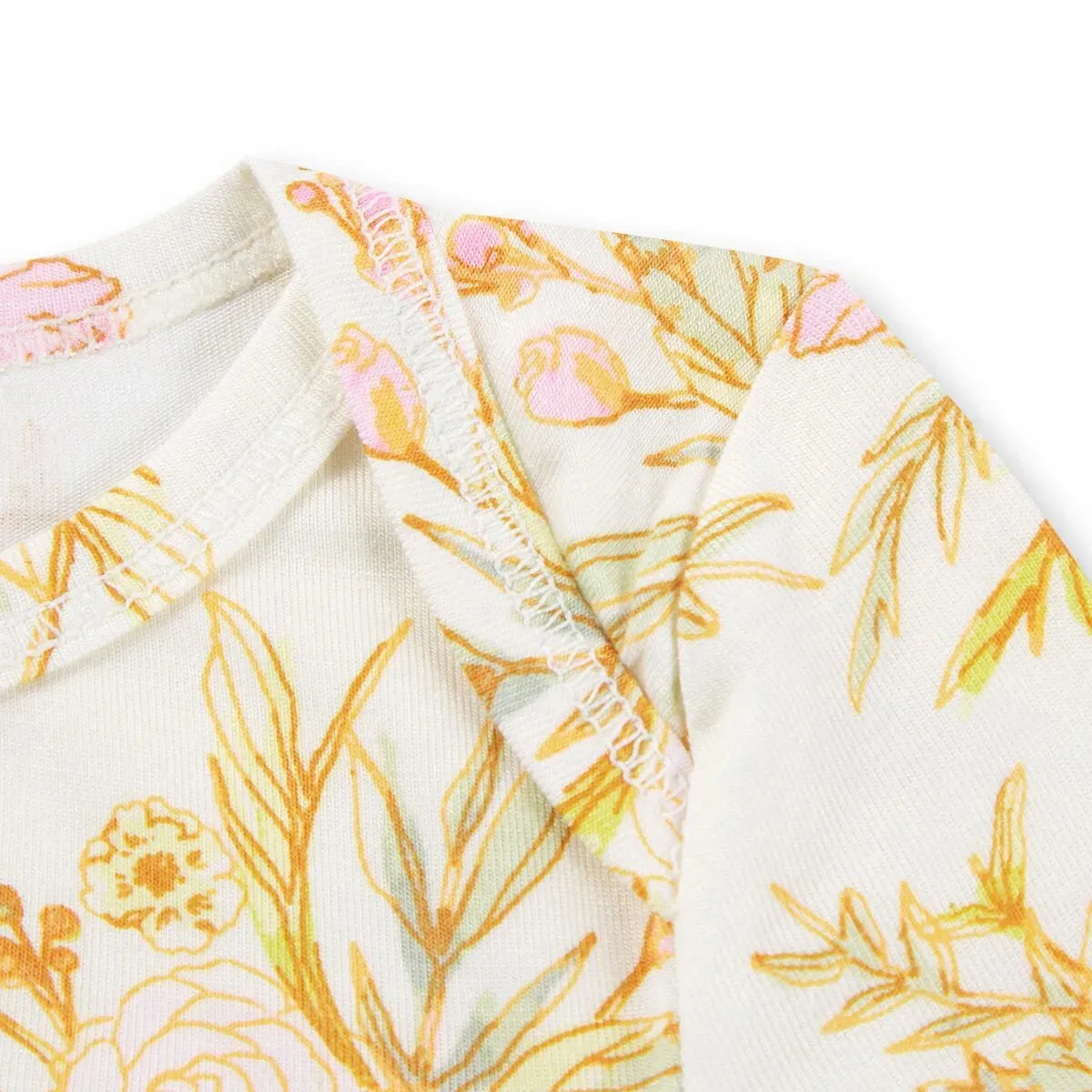 Vintage Floral Bamboo Stretch LS Romper