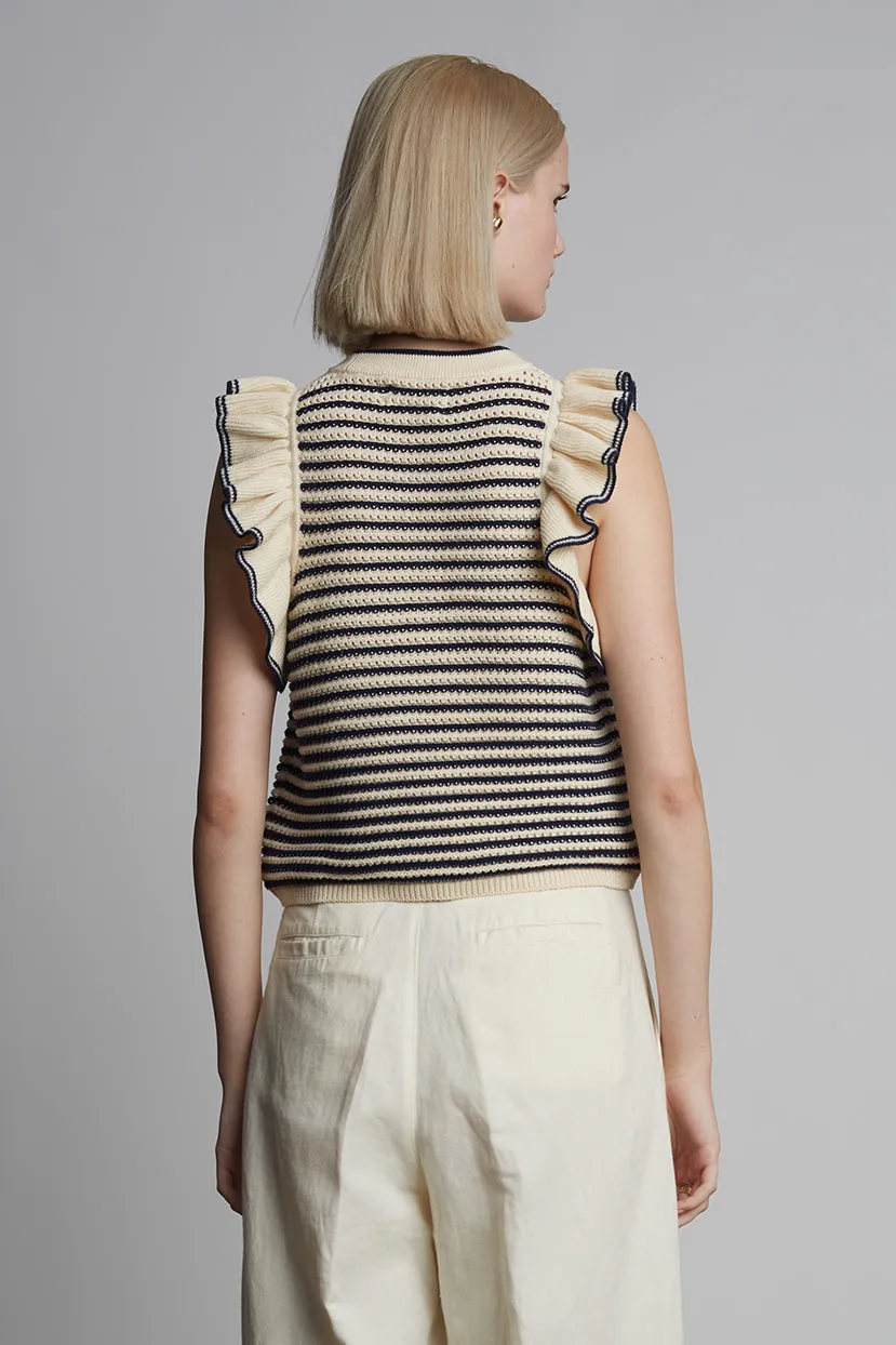Viola Knit Ruffle Tank Stripe