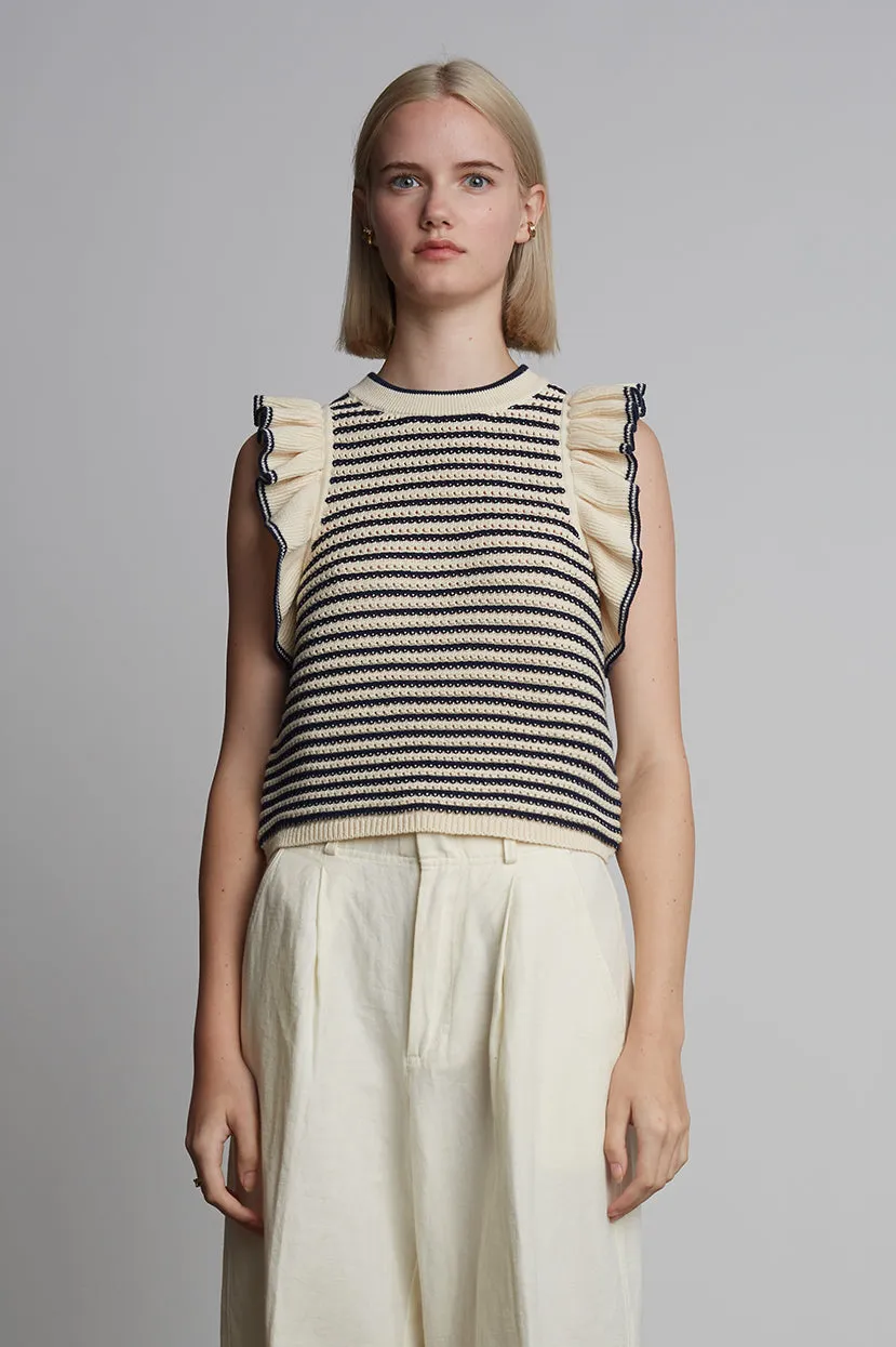 Viola Knit Ruffle Tank Stripe