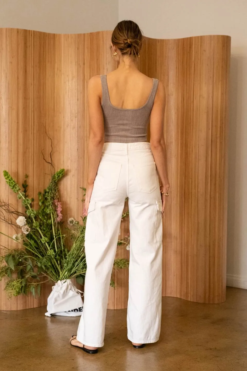 WASHED RIB KNIT  SEAMLESS CROPPED TANK TOP