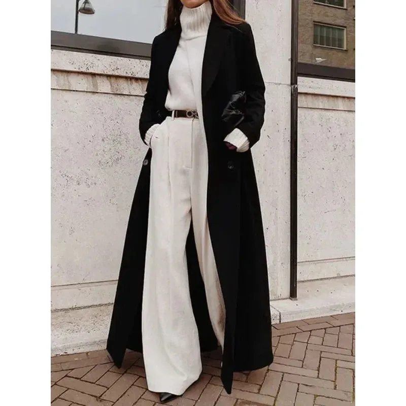 Women's Autumn Winter Fashion Coat Loose Long Oversize Warm Thic  Wool Blend Coat