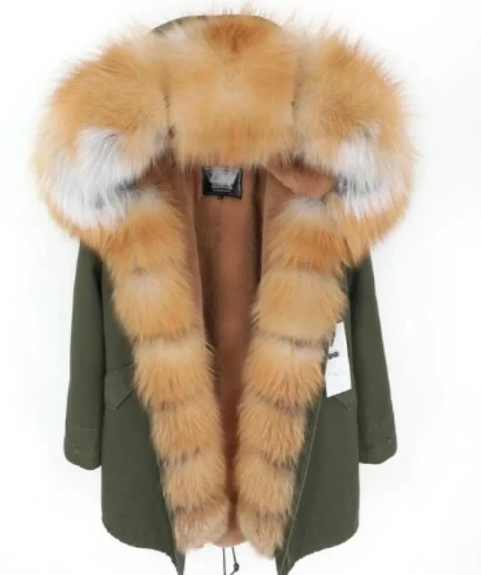 Women's Winter Casual Long Hooded Warm Parka With Fox Fur