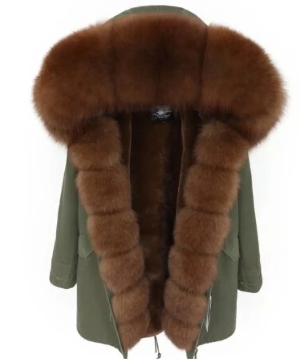 Women's Winter Casual Long Hooded Warm Parka With Fox Fur