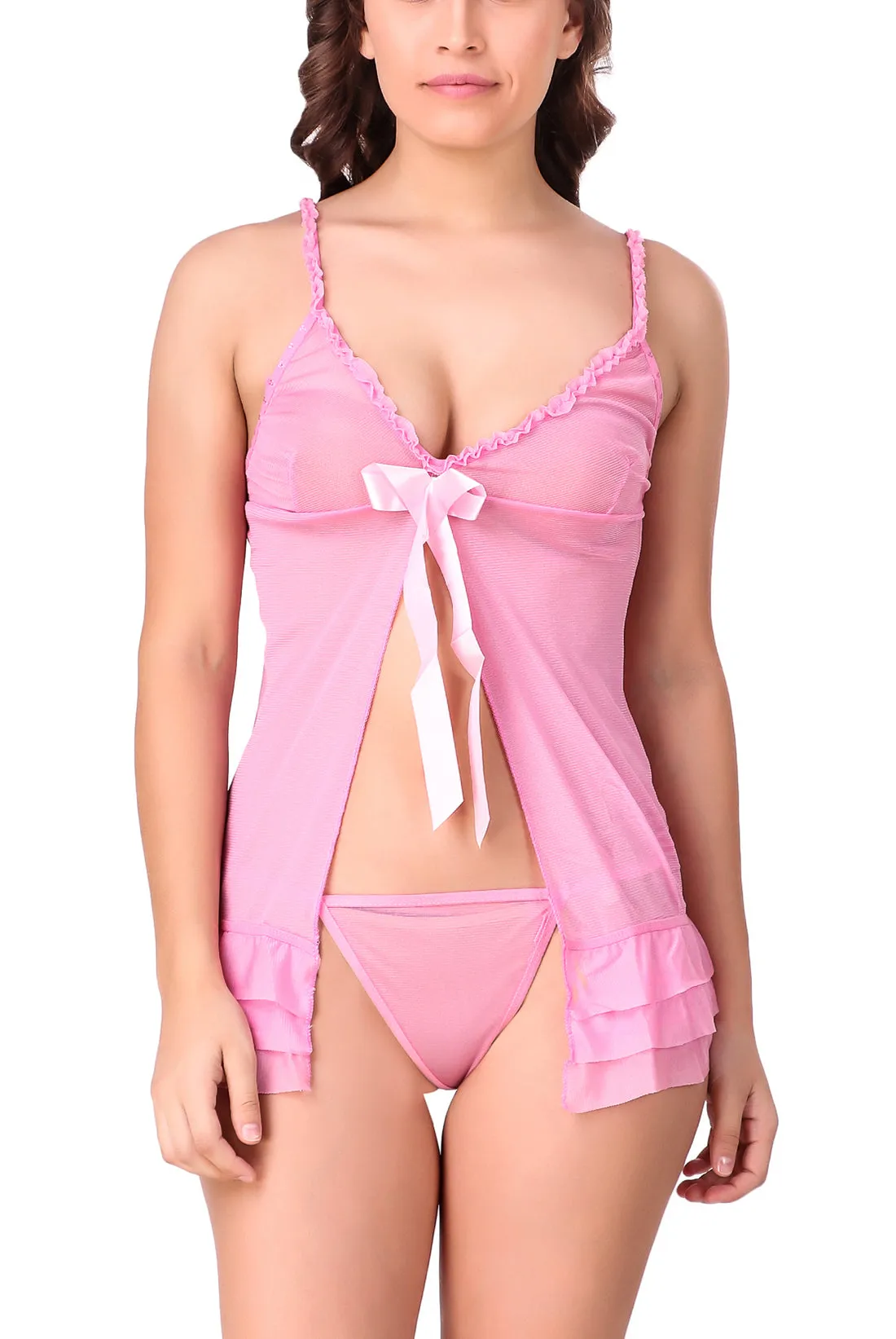 Xs and Os Women Babydoll Nightwear Lingerie Open front with panty