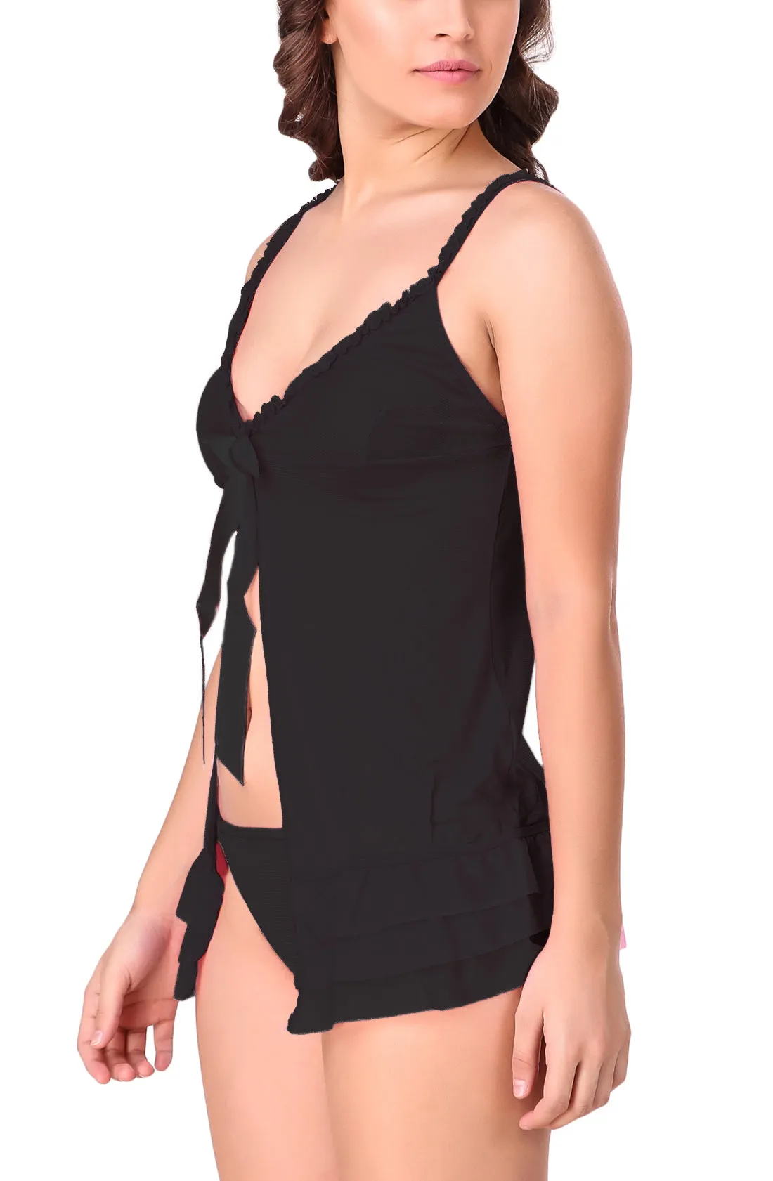 Xs and Os Women Babydoll Nightwear Lingerie Open front with panty