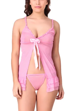 Xs and Os Women Babydoll Nightwear Lingerie Open front with panty