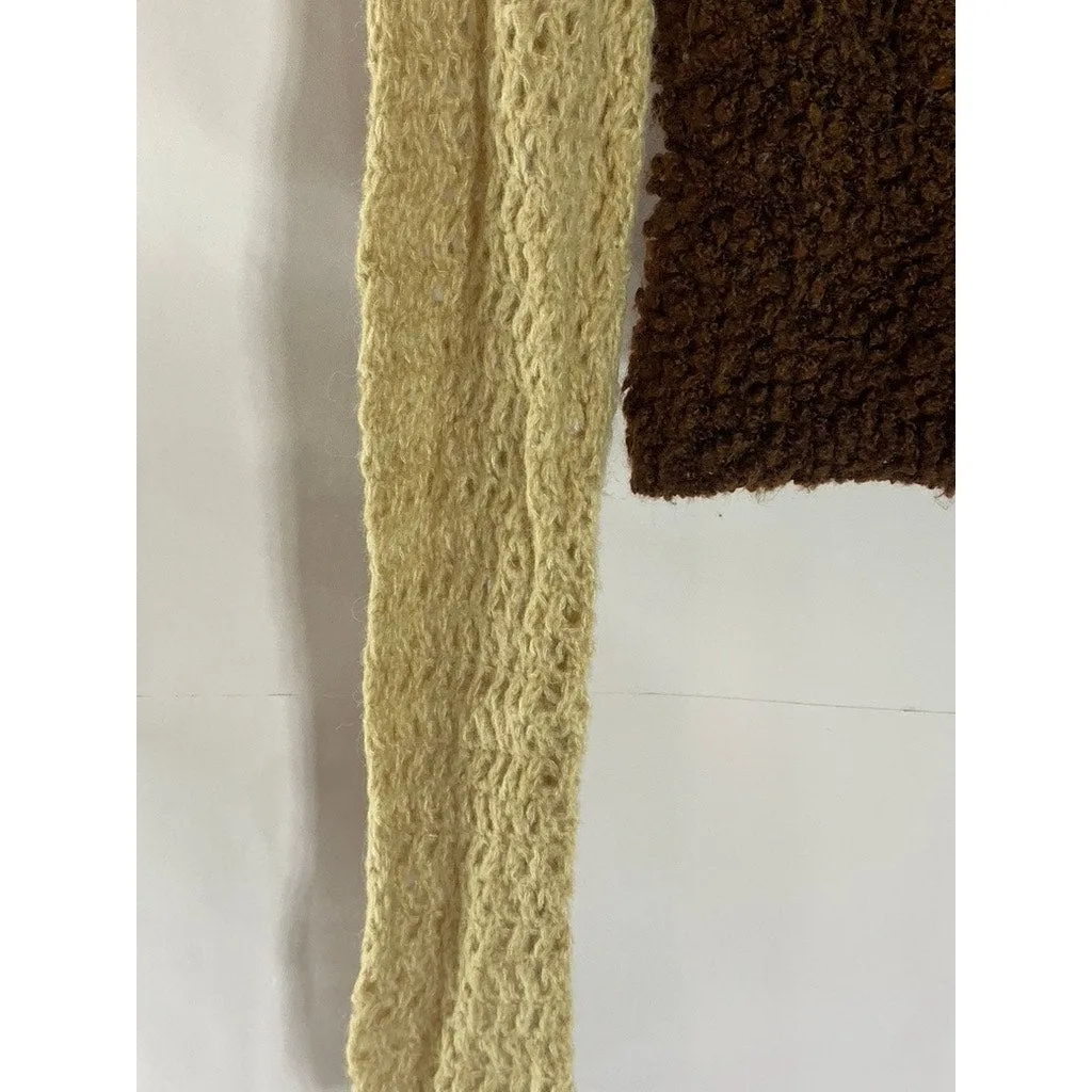 ZARA Women's Brown/Tan Knit Straight-Neck Long Sleeve Crop Top SZ M